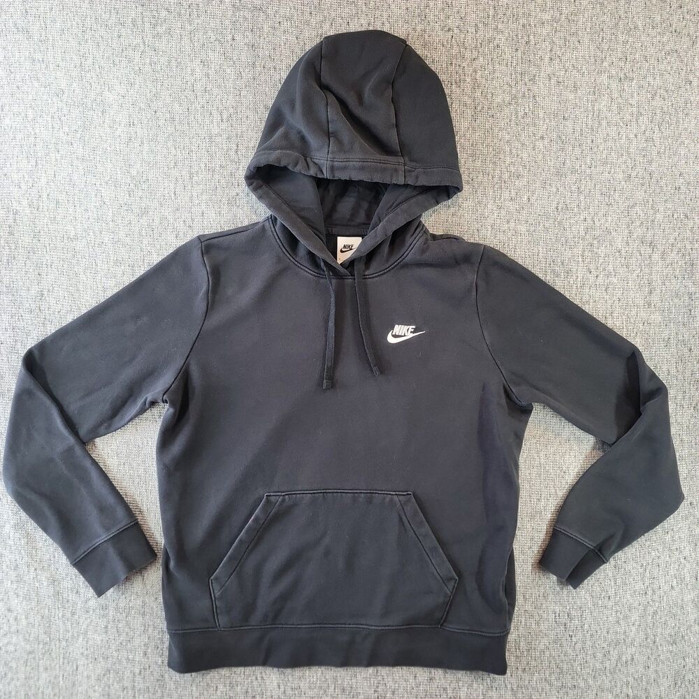 Nike Pullover Hoodie Black Embroidered Swoosh Logo Medium